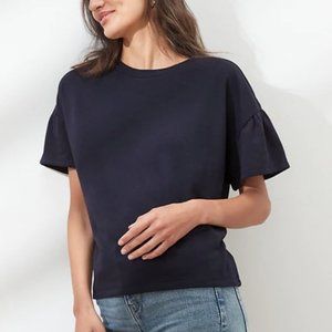 Banana Republic Black Gathered-Sleeve Top